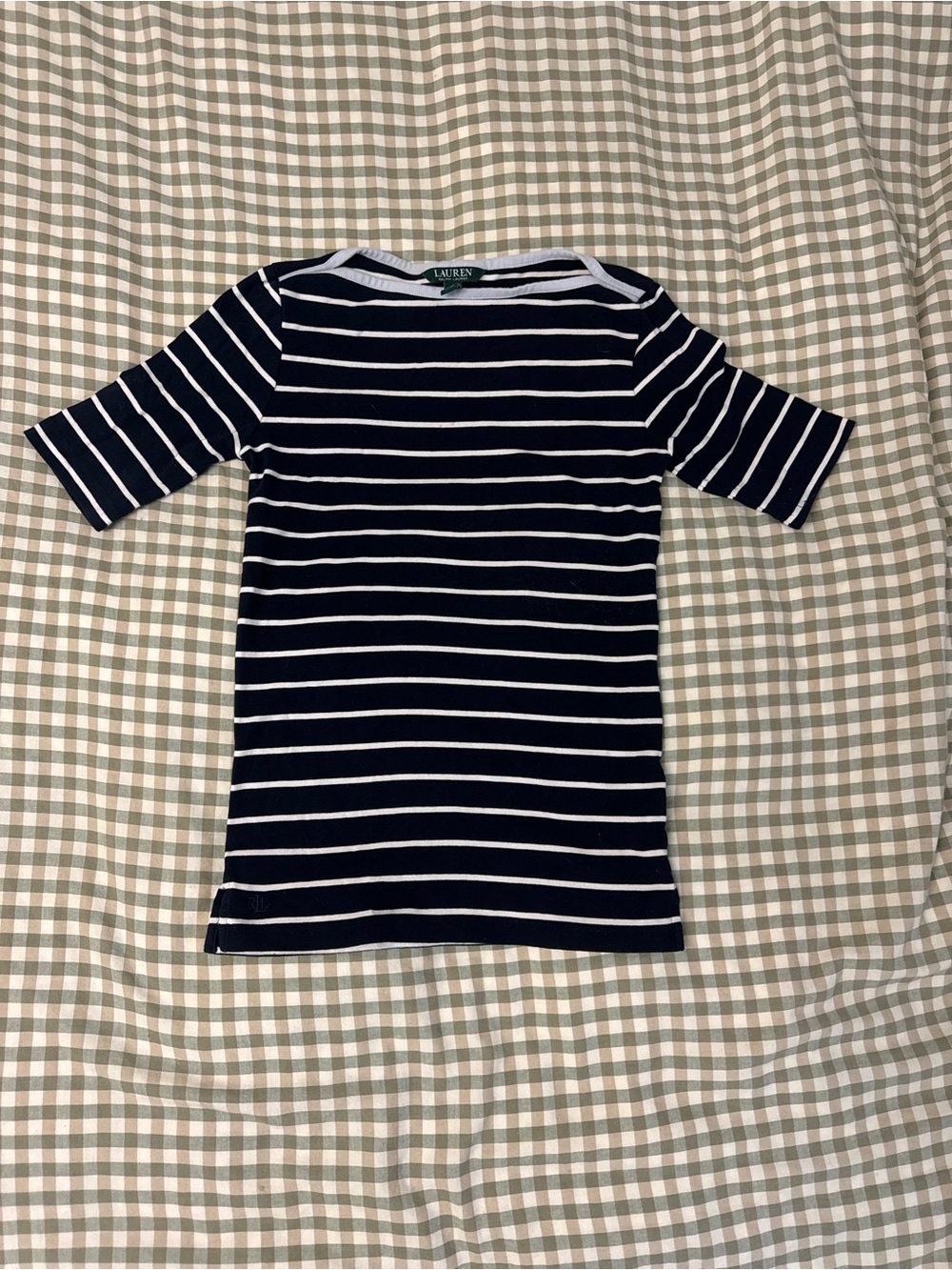 Lauren Ralph Lauren Navy & White Striped Short Sleeve Tee